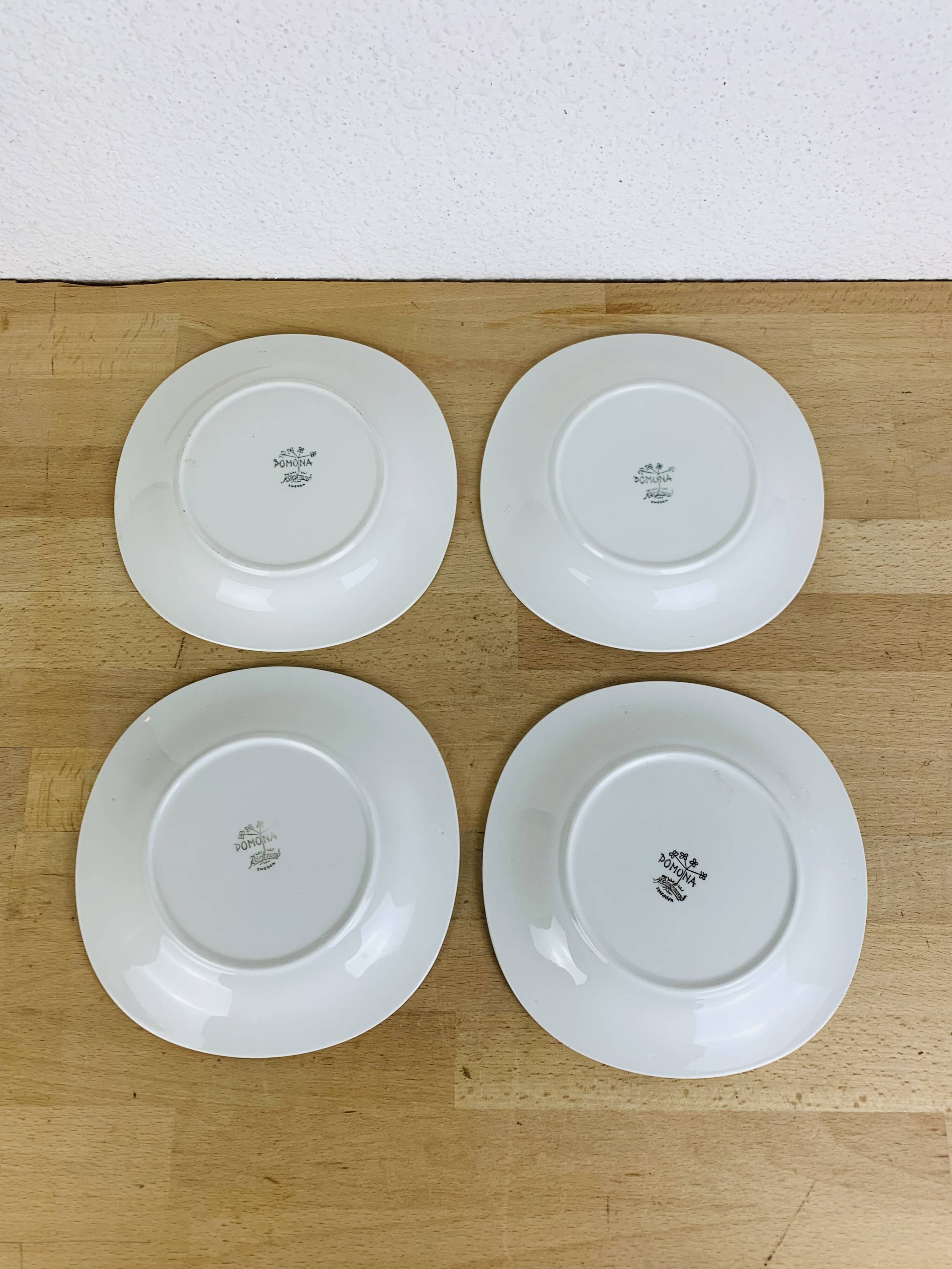 4 Pomona dessert plates by Marianne Westman for Rörstrand Sweden
