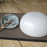 Glass globe ceiling lamp, white, vintage