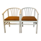 Pair of vintage wood and loop wool armchairs
