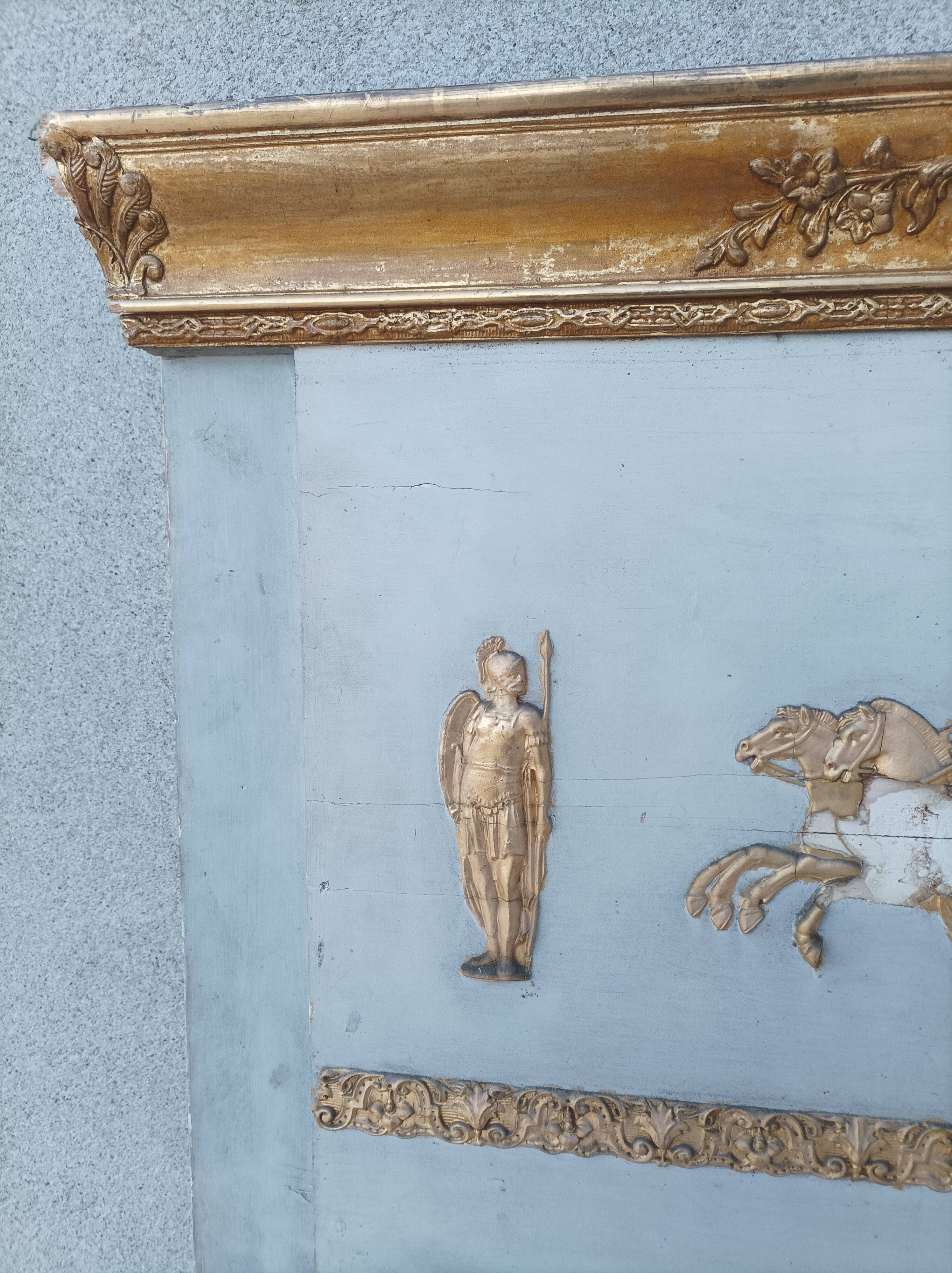 Empire trumeau mirror in wood and stucco