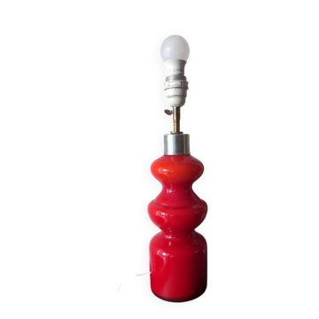 Vintage 70s red opaline table lamp
