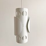 Rare mid century cylinder hanging lamp with circles, circles, discs