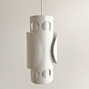 Rare mid century cylinder hanging lamp with circles, circles, discs