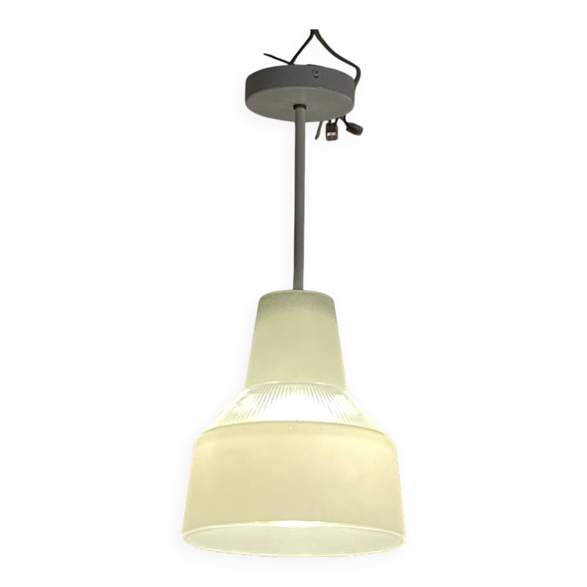 Antique holophane pendant light 1950 industrial decoration LAMP-7460