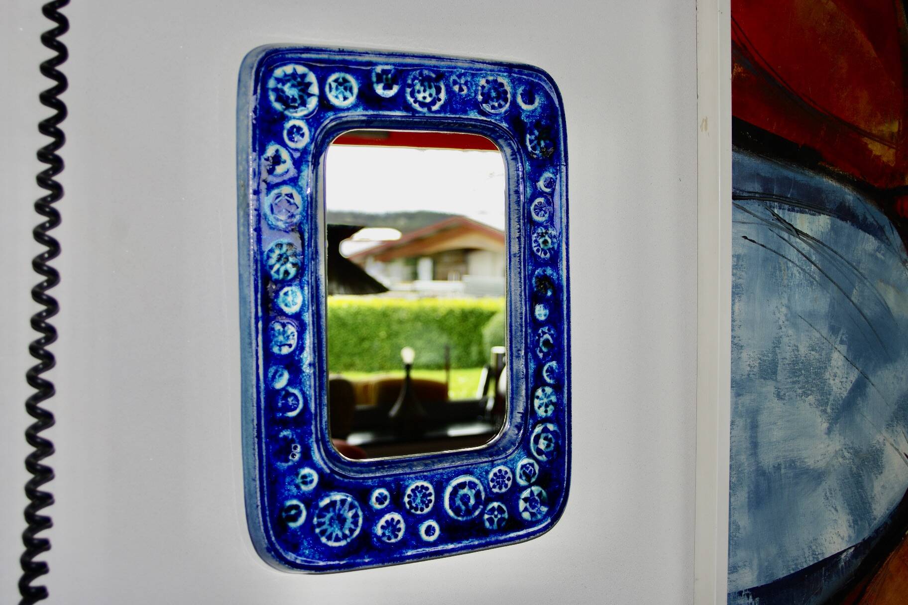 Vintage ceramic mirror from vegvari hungary 1970