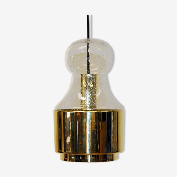 Norwegian ceiling brass and glass pendant by Jonas Hidle for Høvik Verk 1970s