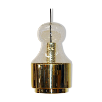 Norwegian ceiling brass and glass pendant by Jonas Hidle for Høvik Verk 1970s