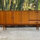 Buffet enfilade scandinave bois massif et palissandre  laquée 220cm 1960