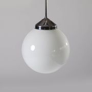 Bauhaus Pendant Lamp in Opaline Glass and Chrome by Napako, 1930s