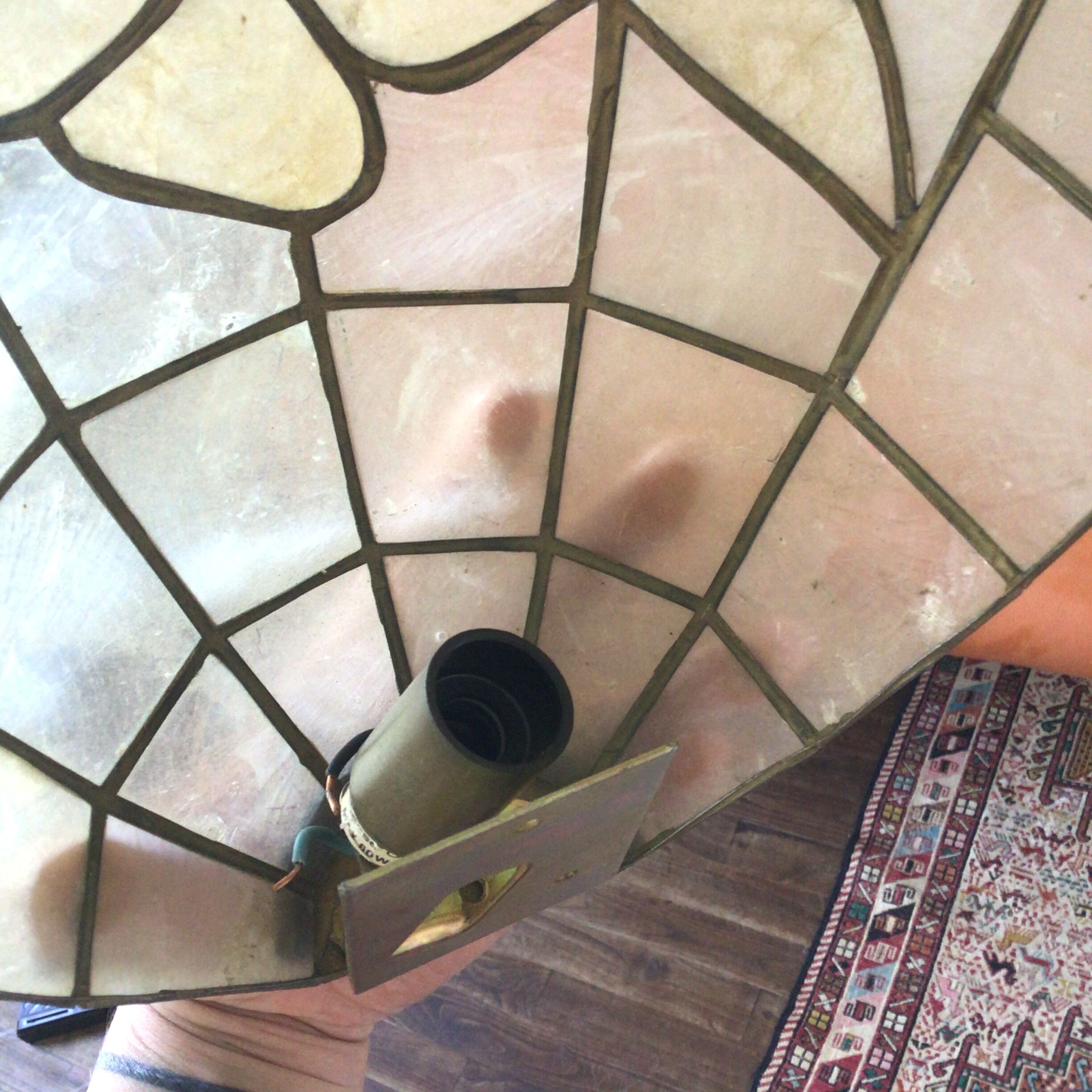 Trio of mother-of-pearl wall lamps