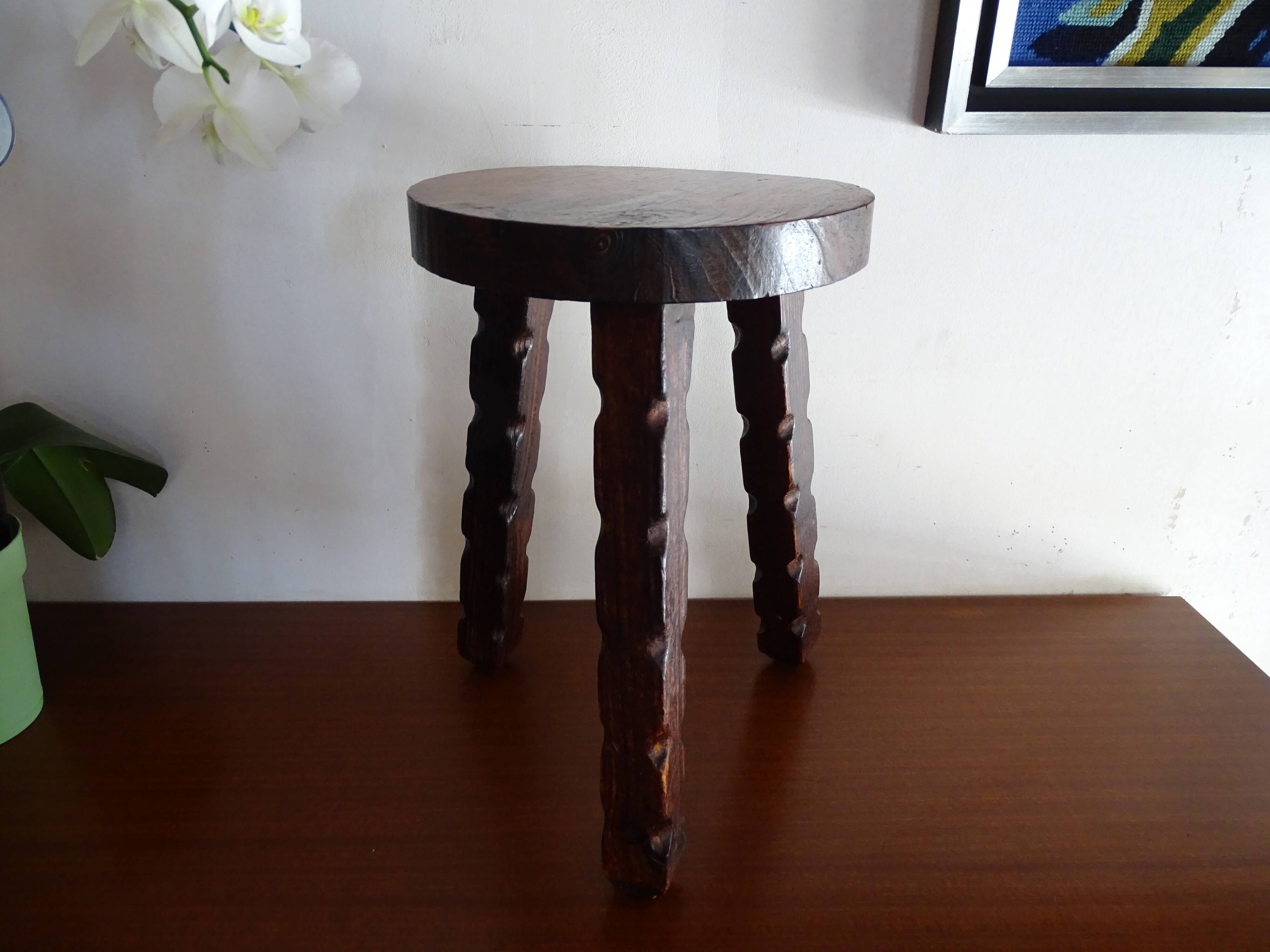Stool feet tripod brutalist wood