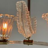 Venetian chandelier in clear Murano glass and brass circa 1950