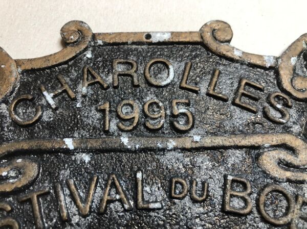 Plaque concours agricole charolles 1995 festival du bœuf charolais 1 et prix