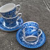 English Ironstone Tableware Ltd (EIT) "Kingswood" blue-white cups and saucers
