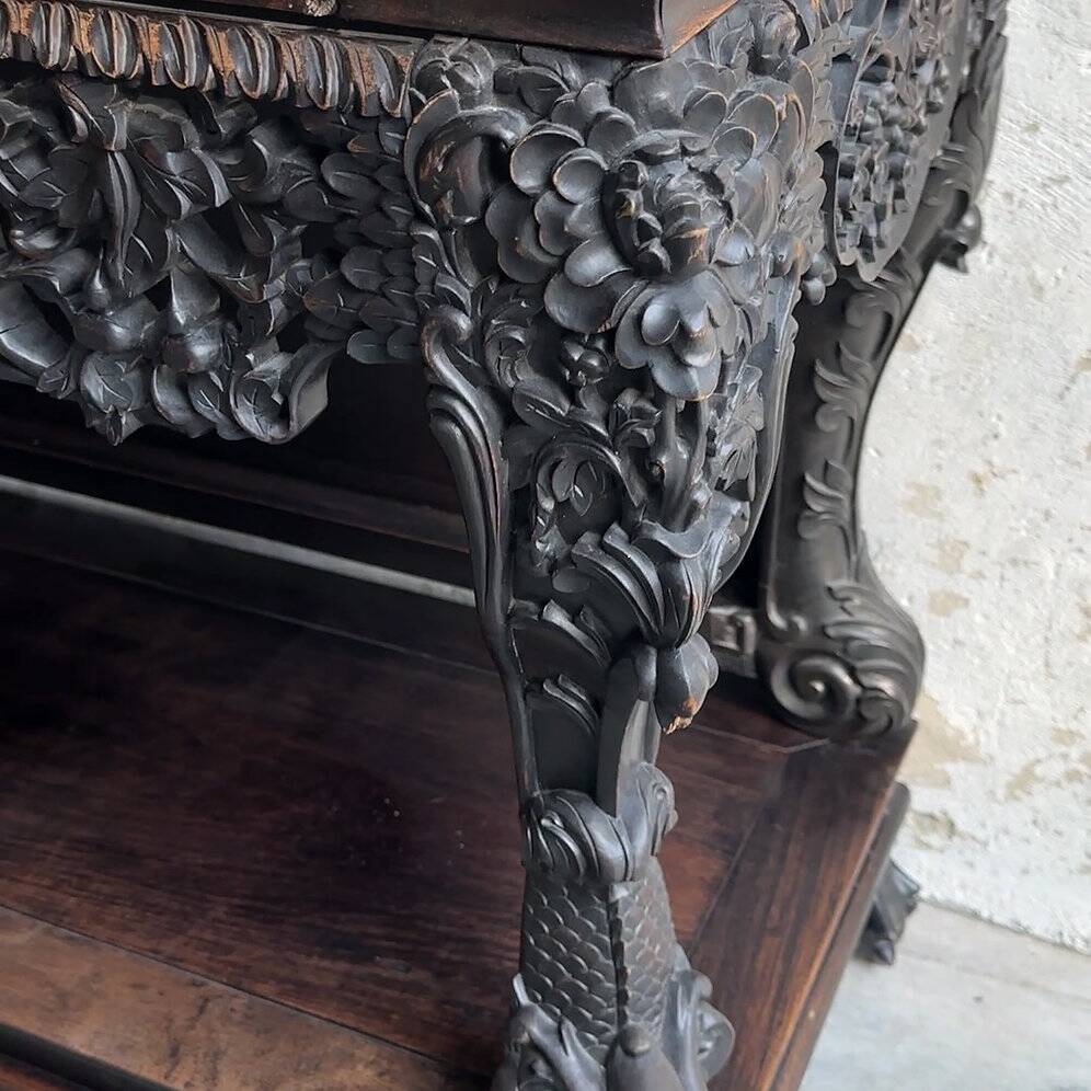 Antique 19th century Qing Dynasty hand carved console circa 1860, China.