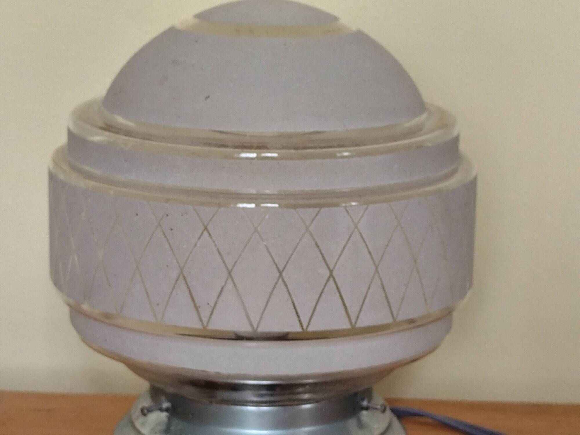 plafonnier des années 40,  globe verre granité opaque -  lampe de table