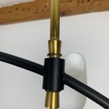 Arlus house chandelier 3 burners, opalines and brass, 50s