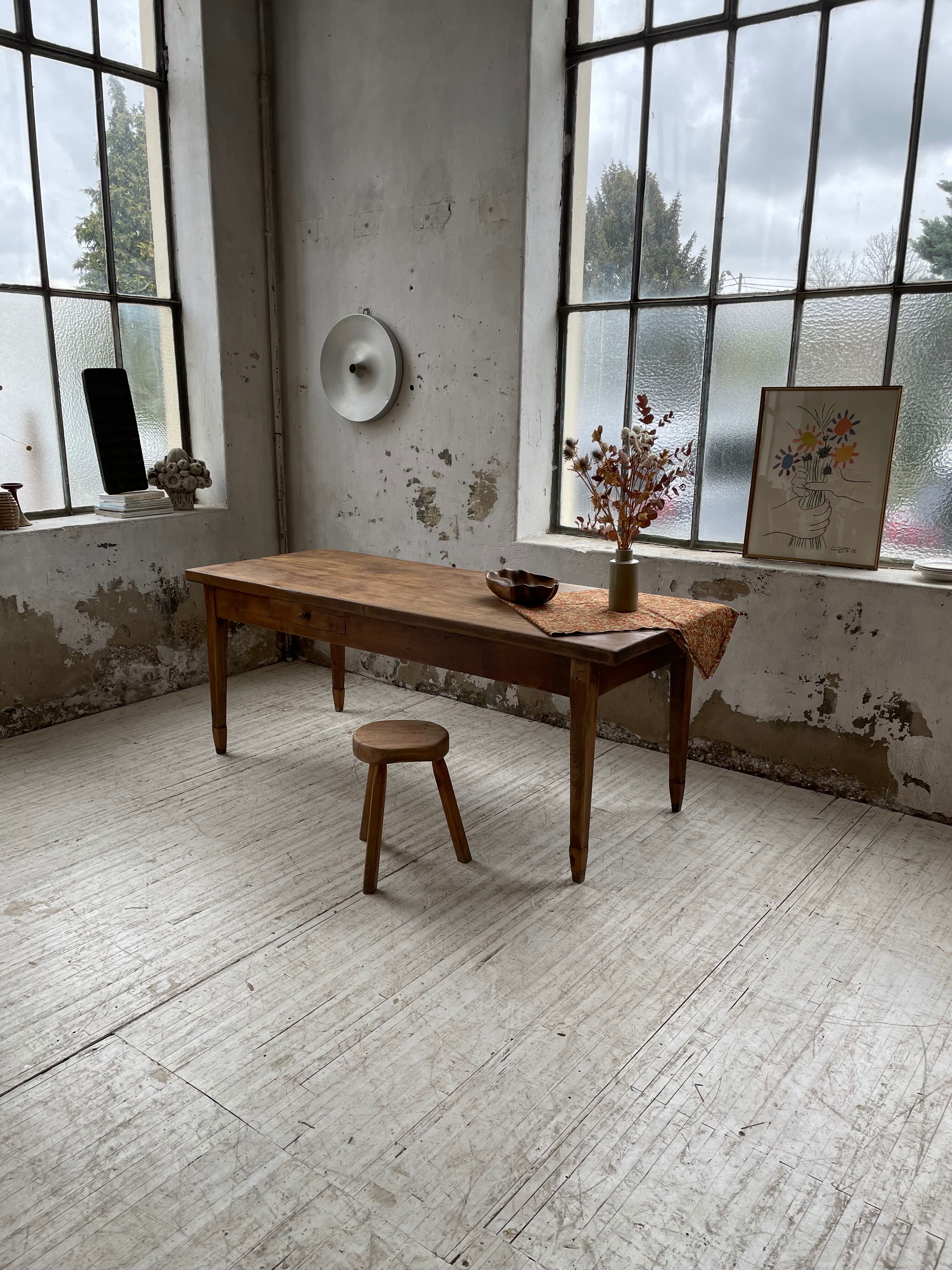 Farmhouse table in oak and walnut 2m