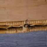 large vintage mirror in woven rattan 66 86 cm with some defects