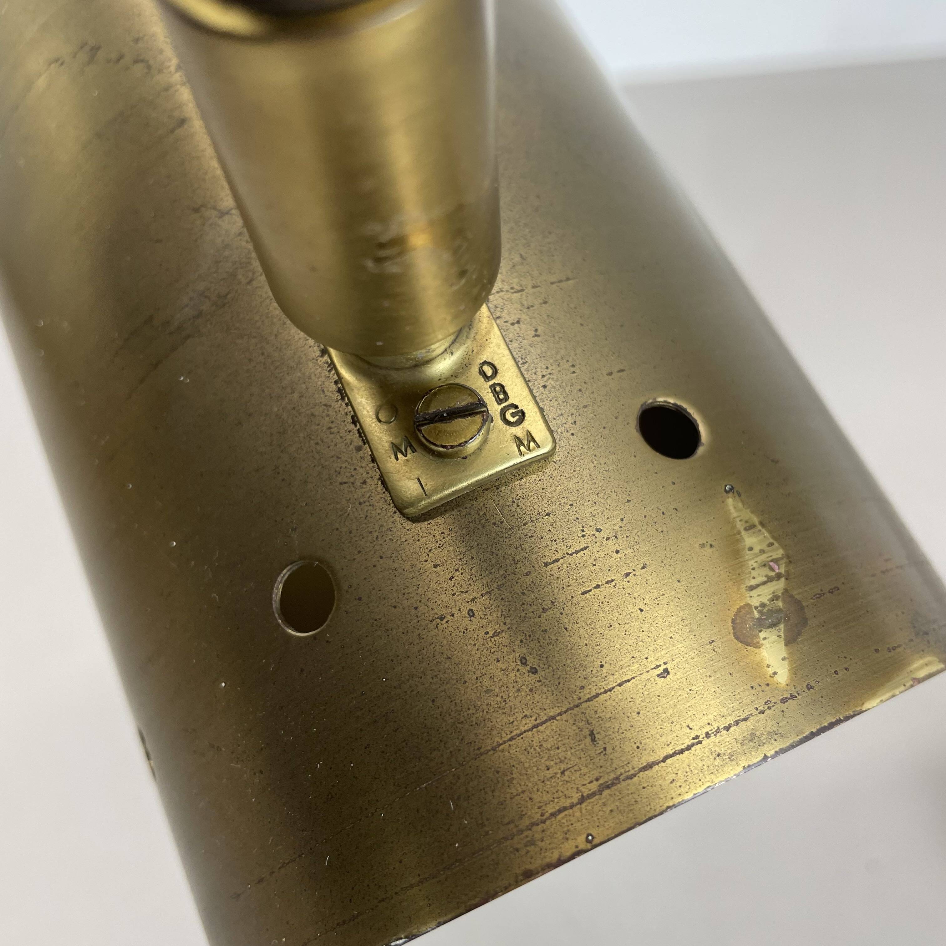 Set of two large minimalist Brass "tube" Wall Light Sconces, Italy 1970s