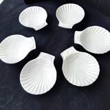 6 Pillivuyt White Porcelain Shell Bowls