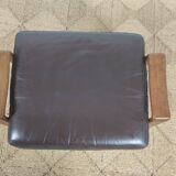Leather and teak footrest Arne Wahl Iversen, Denmark 1960