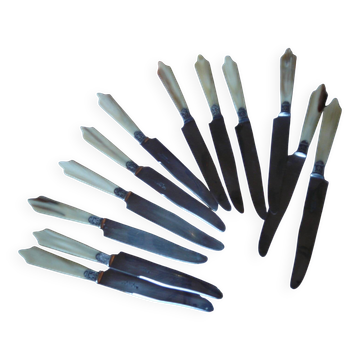 Laufert 12-piece dessert or cheese knife set with silver ferrule