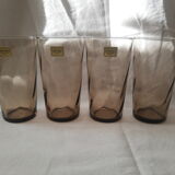 Set of 4 smoked glasses luminarc france vintage