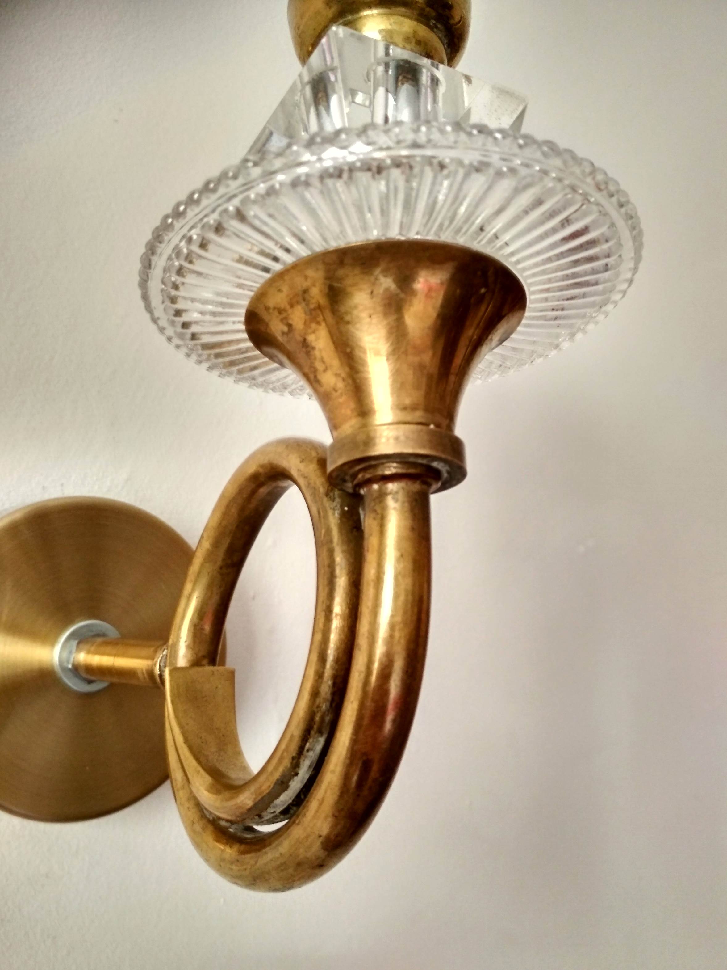 Pair of old brass wall sconces