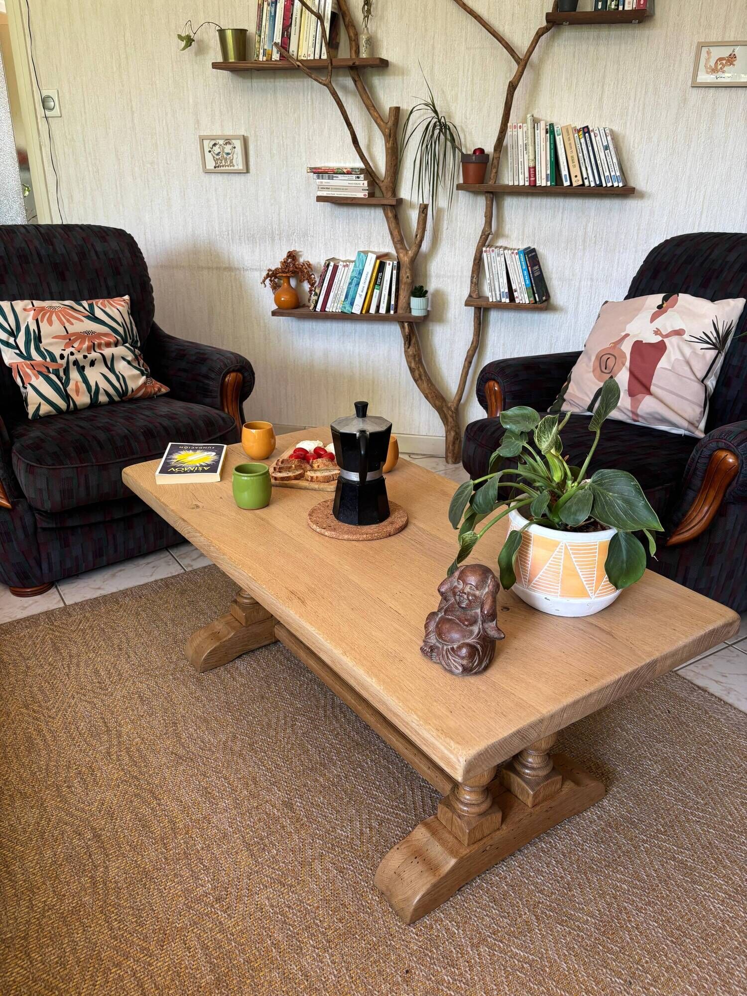 Solid oak coffee table
