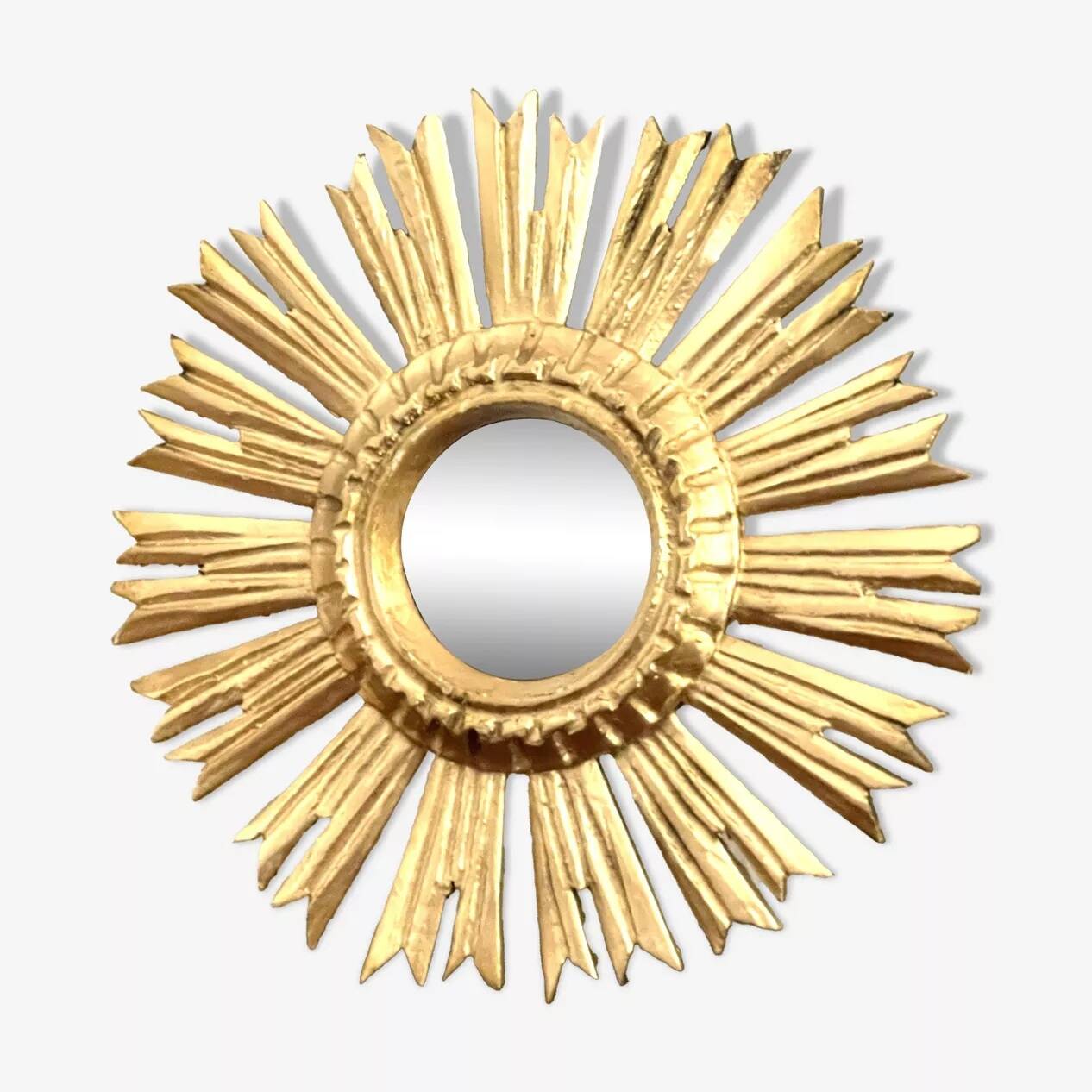 Miroir soleil en bois doré « œil de sorcière »