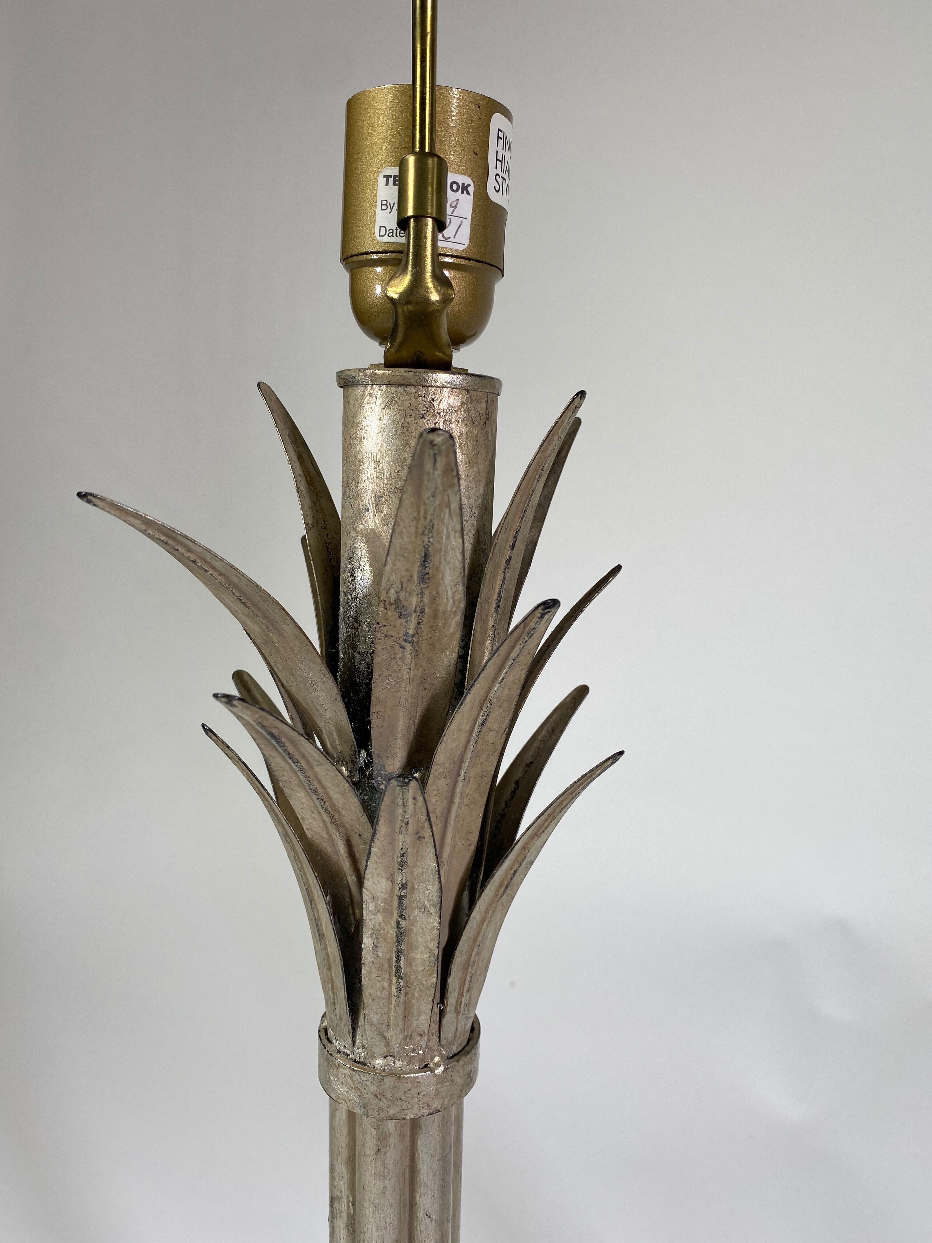 Silver metal palm lamp foot