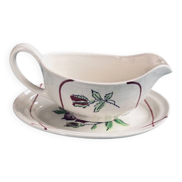 Saucière Vintage Ceranord Saint-Amand et son Ravier assorti - Modèle Domini