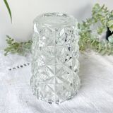 Small vintage glass vase with geometric pattern
