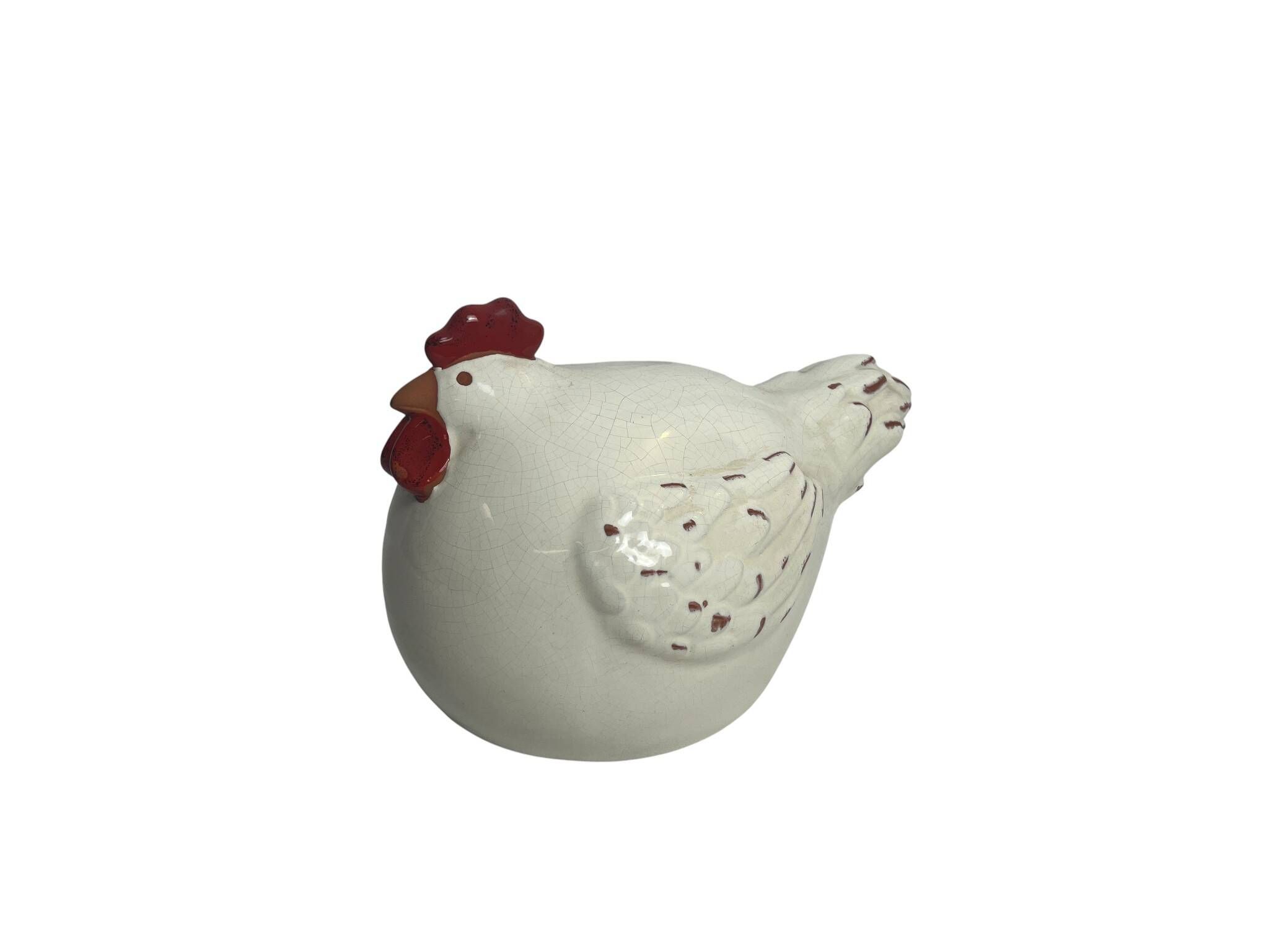 Decoration, large white ceramic hen by Alessi, 20th century