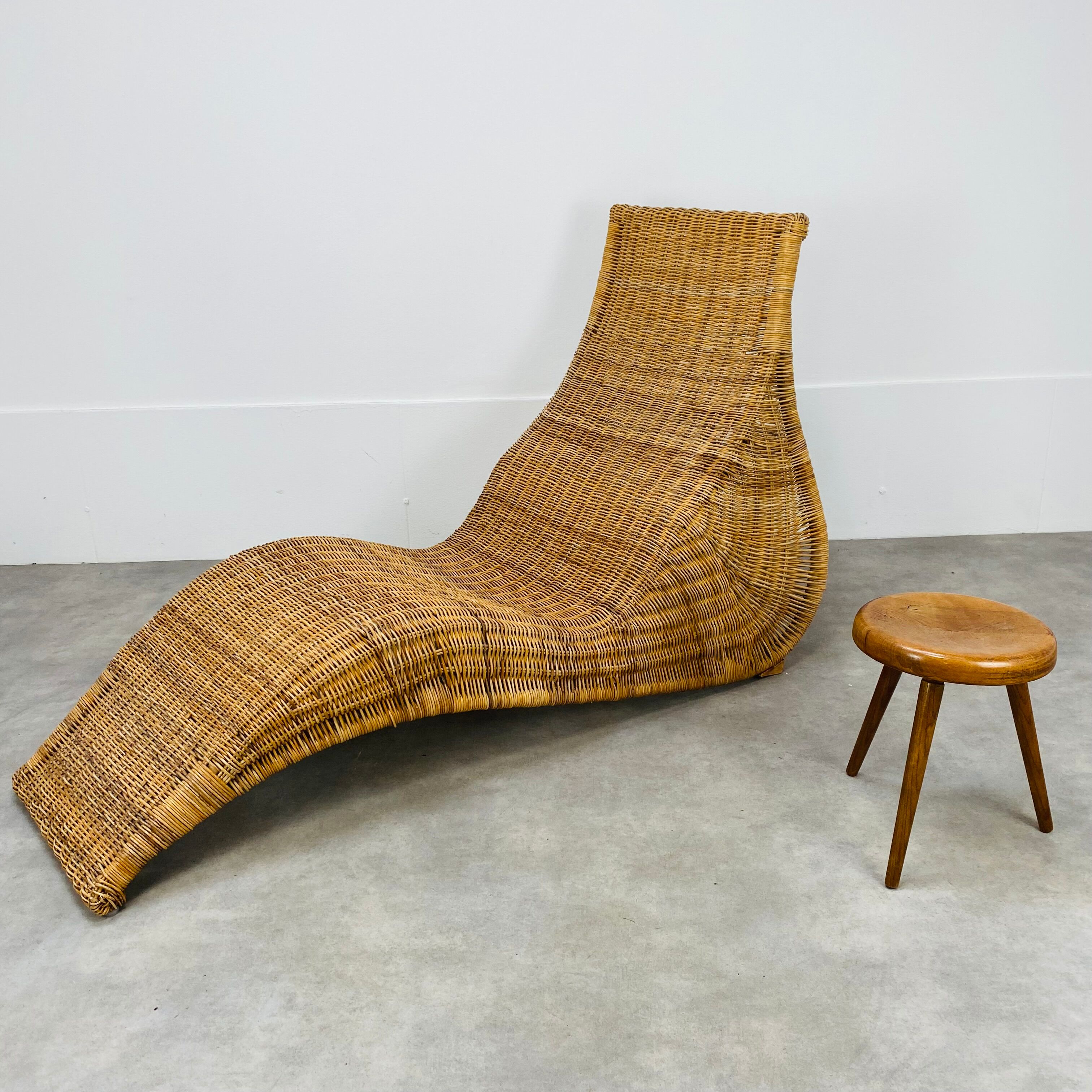 Sunbathing chair Karlskrona by Karl Malmvall for Ikea rattan