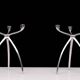 Pair aluminum 3 arms spider candle sticks de bijenkorf 1970s