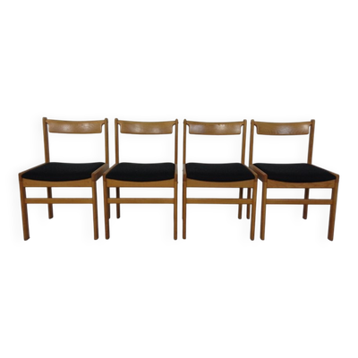 Danish Oak Dining Chairs, Set of 4, 1960s