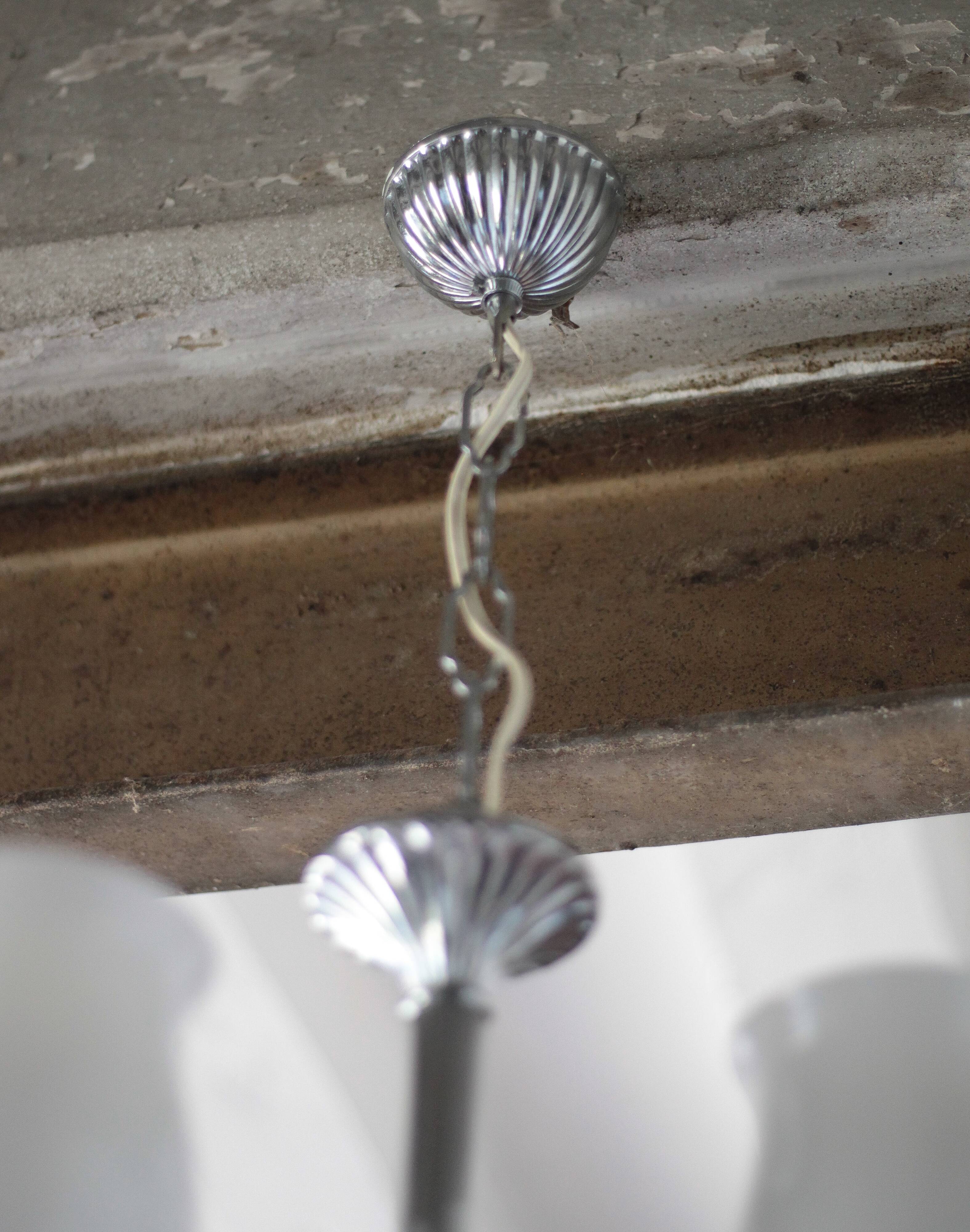 Vintage opaline pendant light, 3-light white opaline globe chandelier