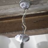 Vintage opaline pendant light, 3-light white opaline globe chandelier