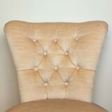 Beige velvet toad armchair