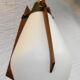 Italian hanging lamp in brass opaline and teak from the 70s