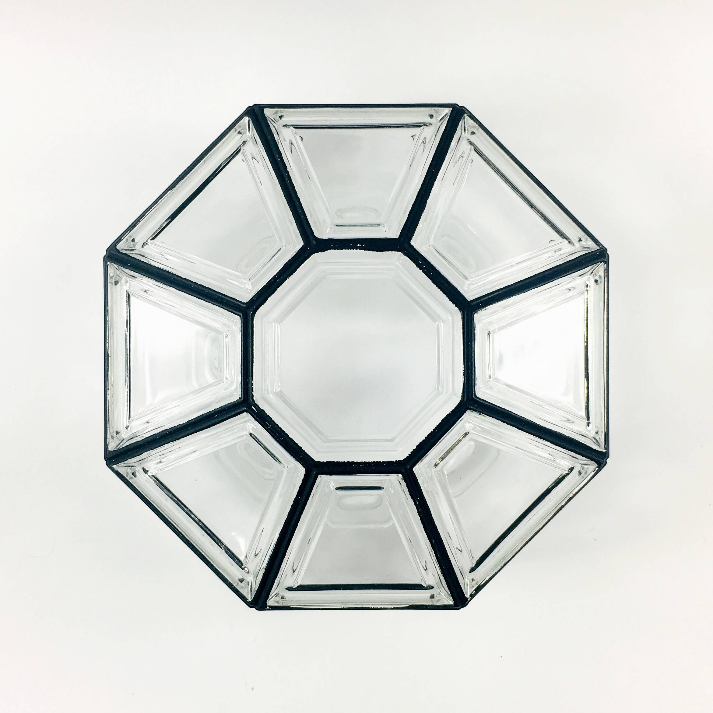 Mid-Century Glass & Iron Flush Mount/Ceiling Light from Limburg, Germany, 1960s