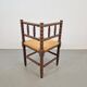 Mid-Century Modern Arts and Craft Style Bobbin Corner Chair in Oak with Rush Seat, 1950s