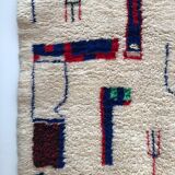 Beni Ouarain Berber carpet with blue, red and green coloured patterns 3.02x2.05m