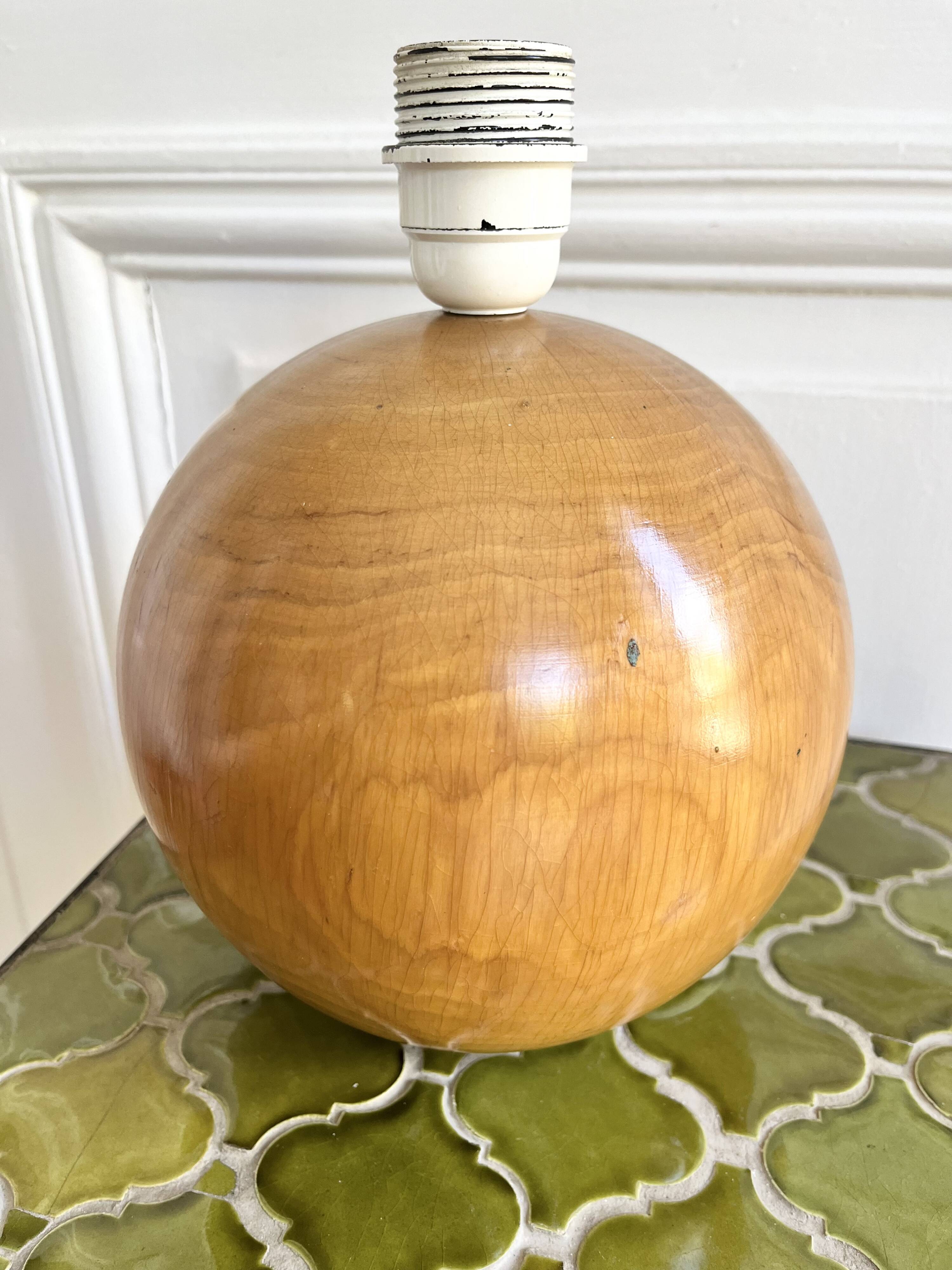 Large solid wood ball lamp