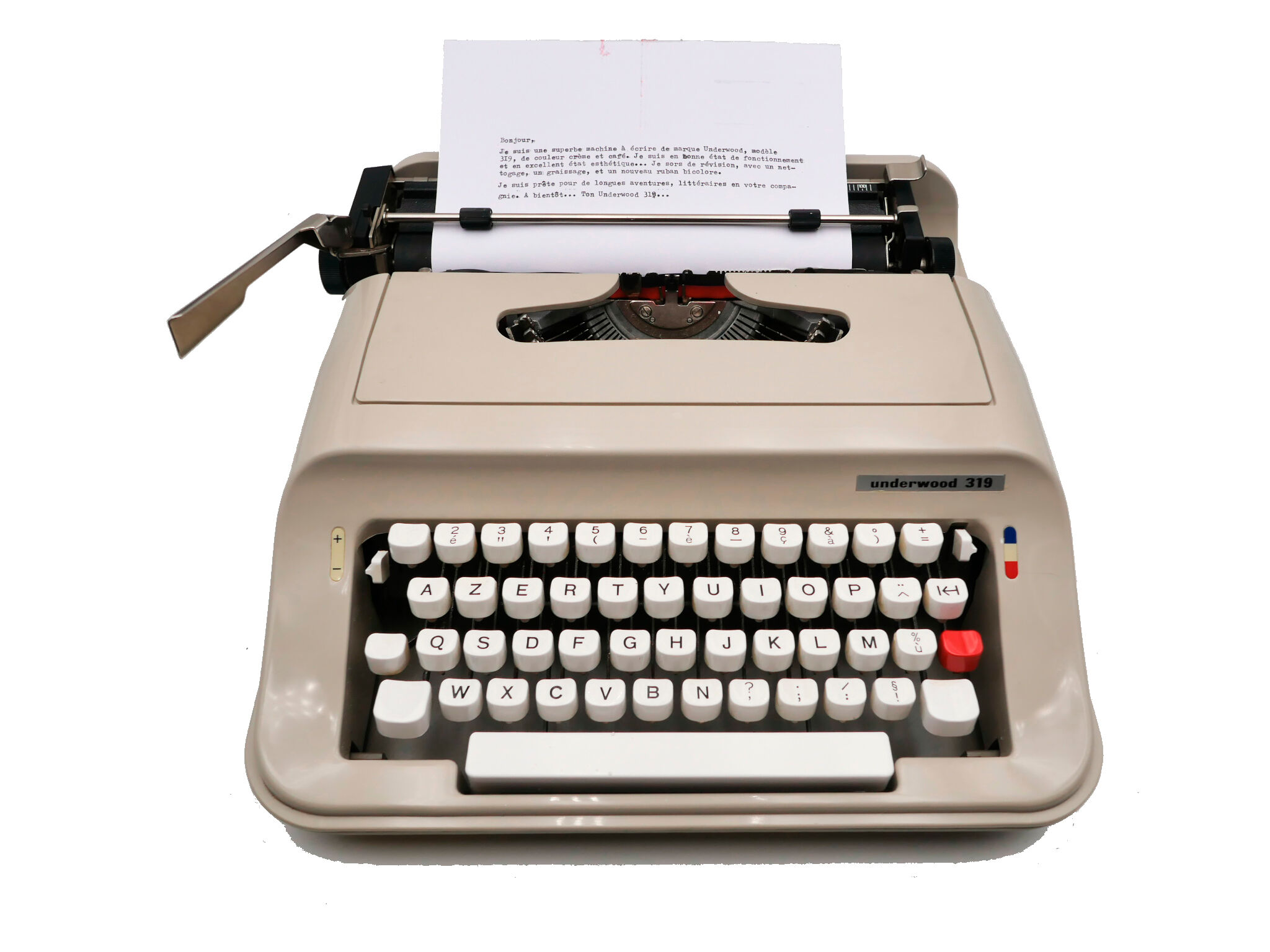 Machine à écrire underwood 319 beige révisée ruban neuf