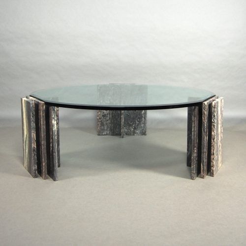 Table basse italienne en marbre et verre