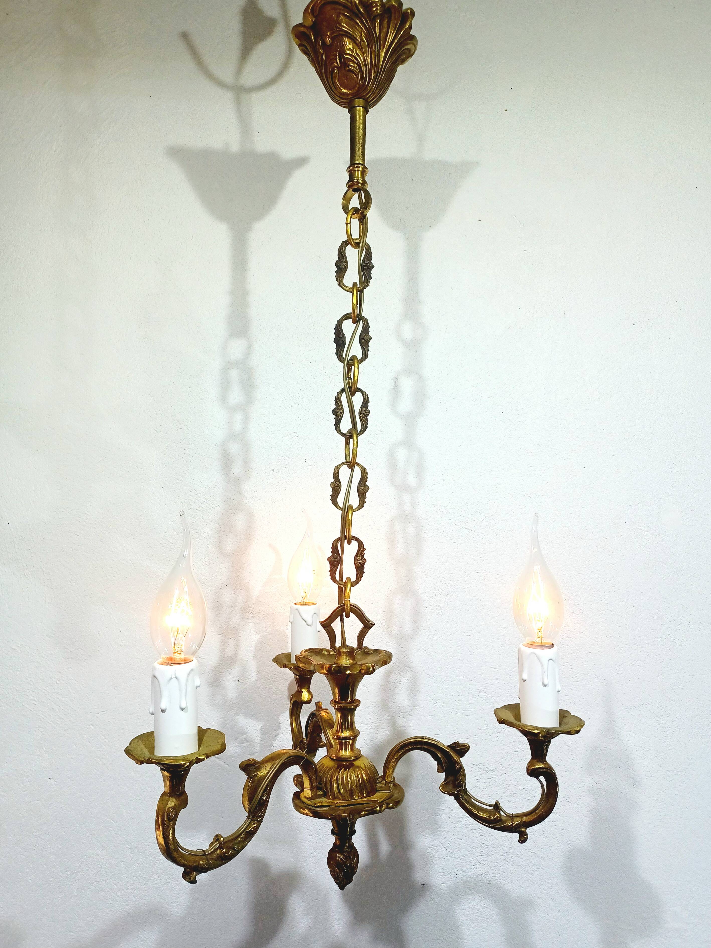 3-Light Bronze Chandelier