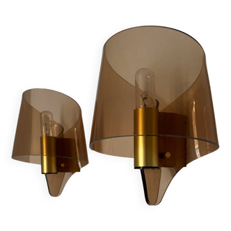 Smoked Plexiglas wall lights from the 70s (X2)